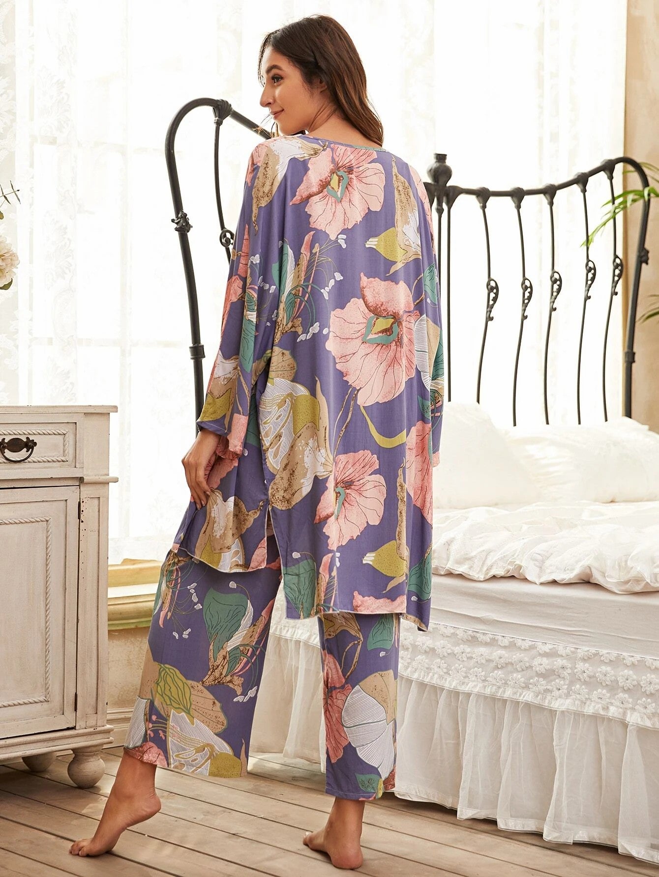 Violet Bloom 3-Piece Pajama Set