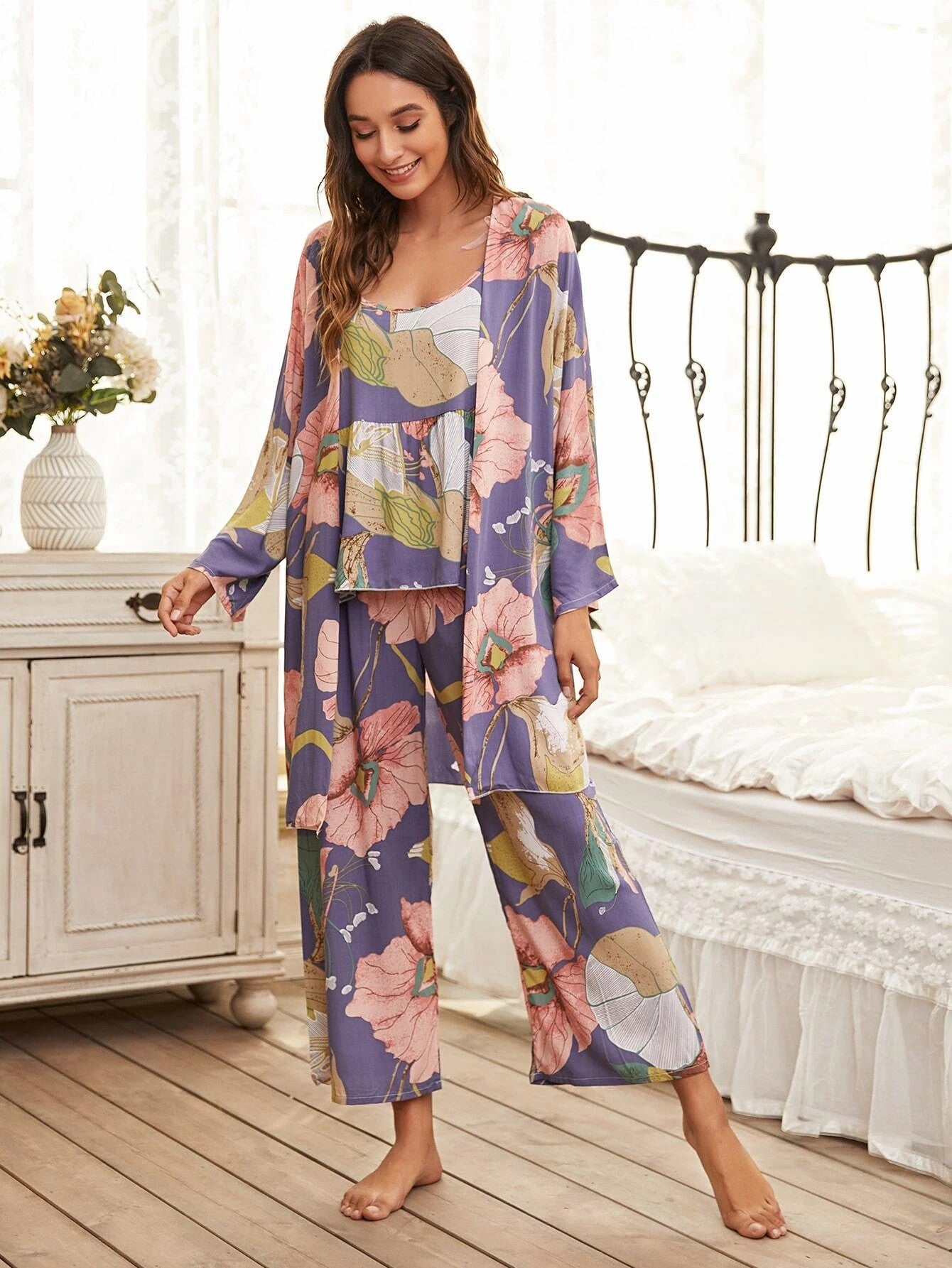 Violet Bloom 3-Piece Pajama Set