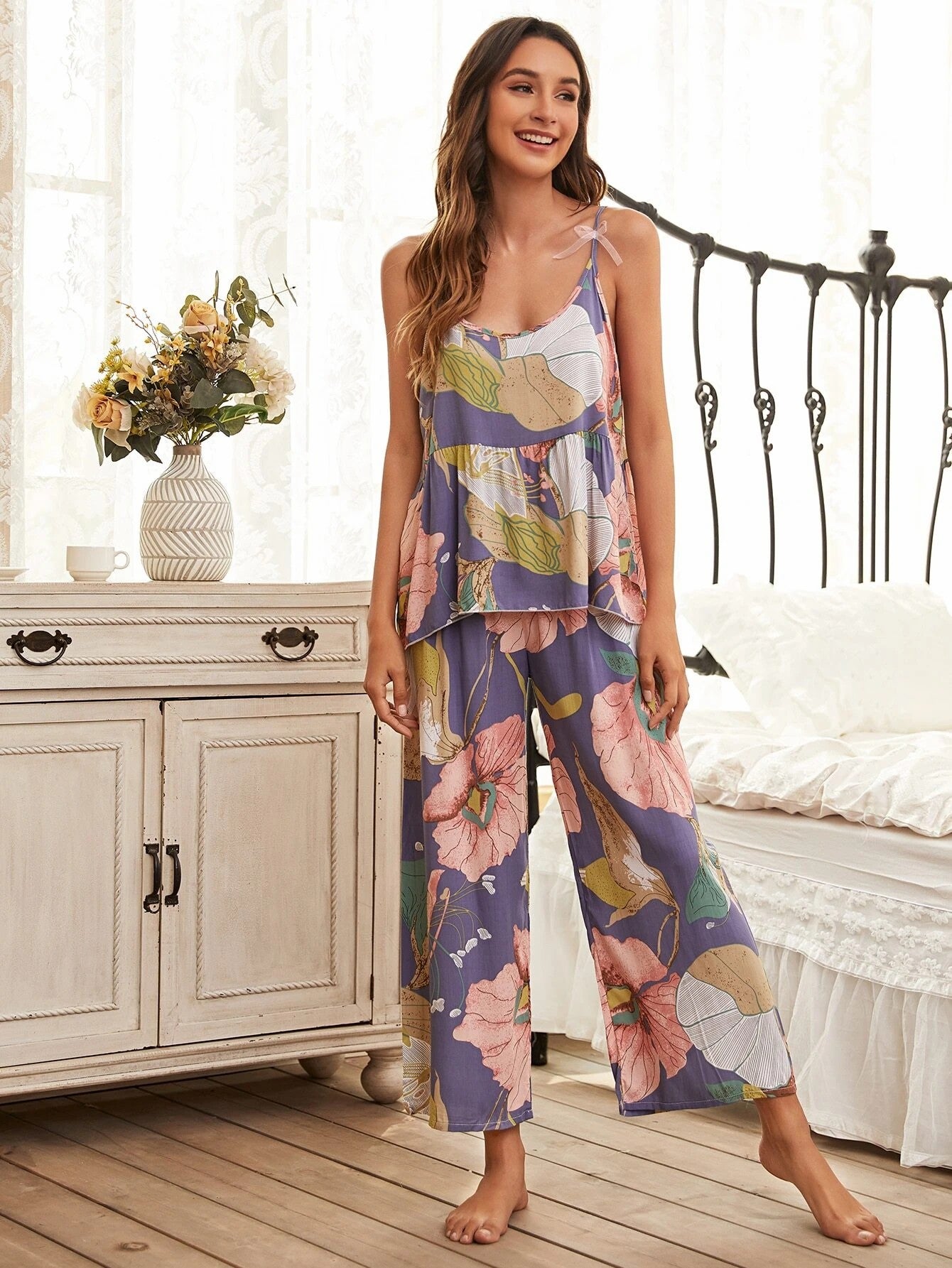 Violet Bloom 3-Piece Pajama Set