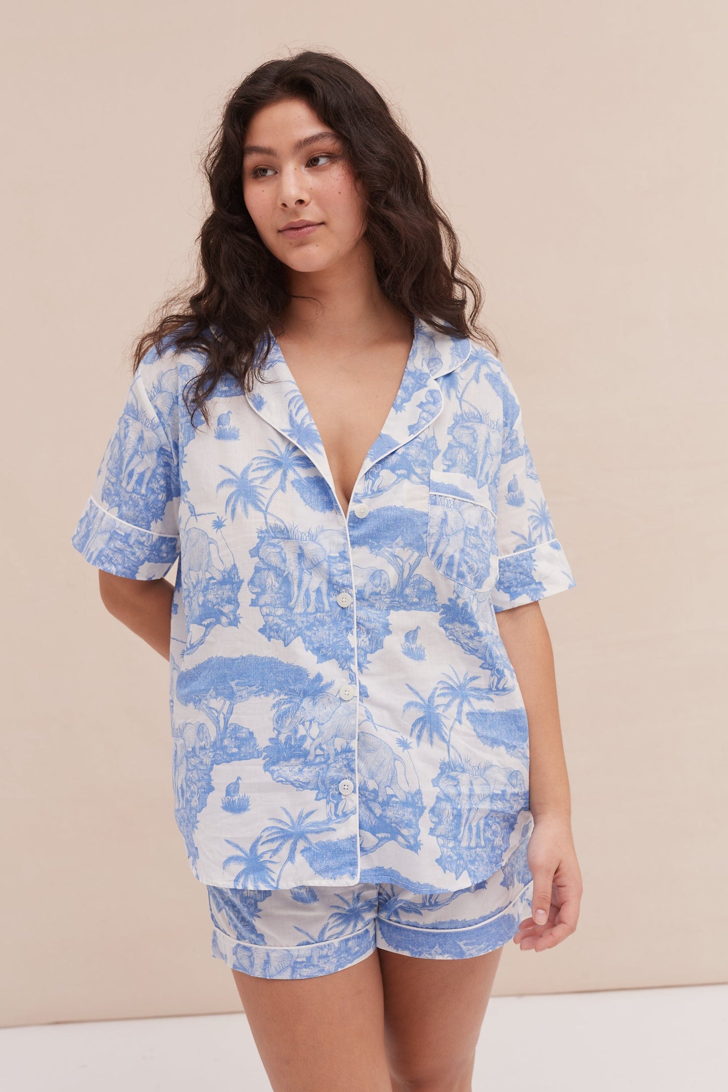 Coastal Calm – Safari Print Cotton Shorts Set