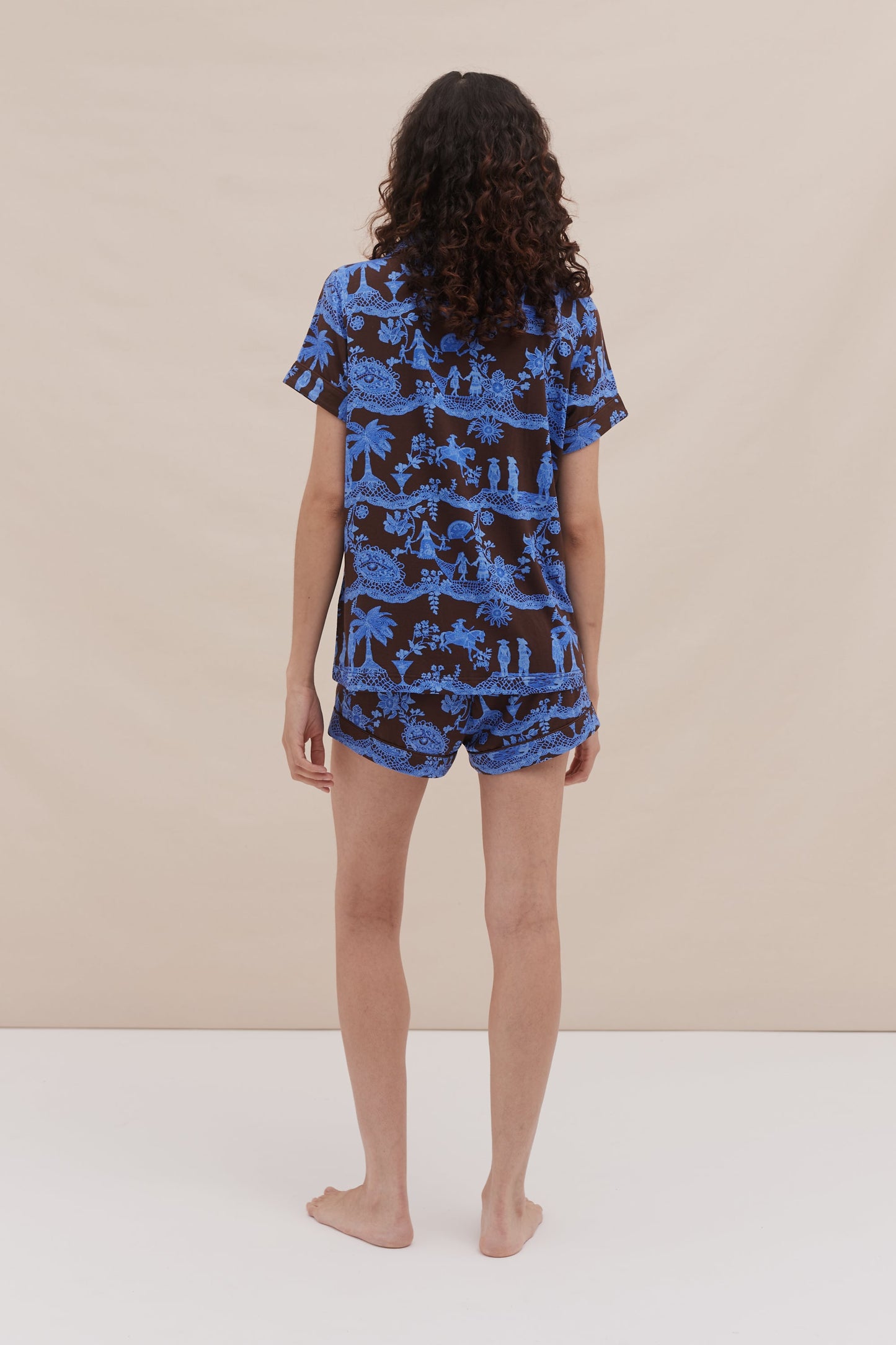 Midnight Safari Co-ord Lounge Set β Blue on Brown