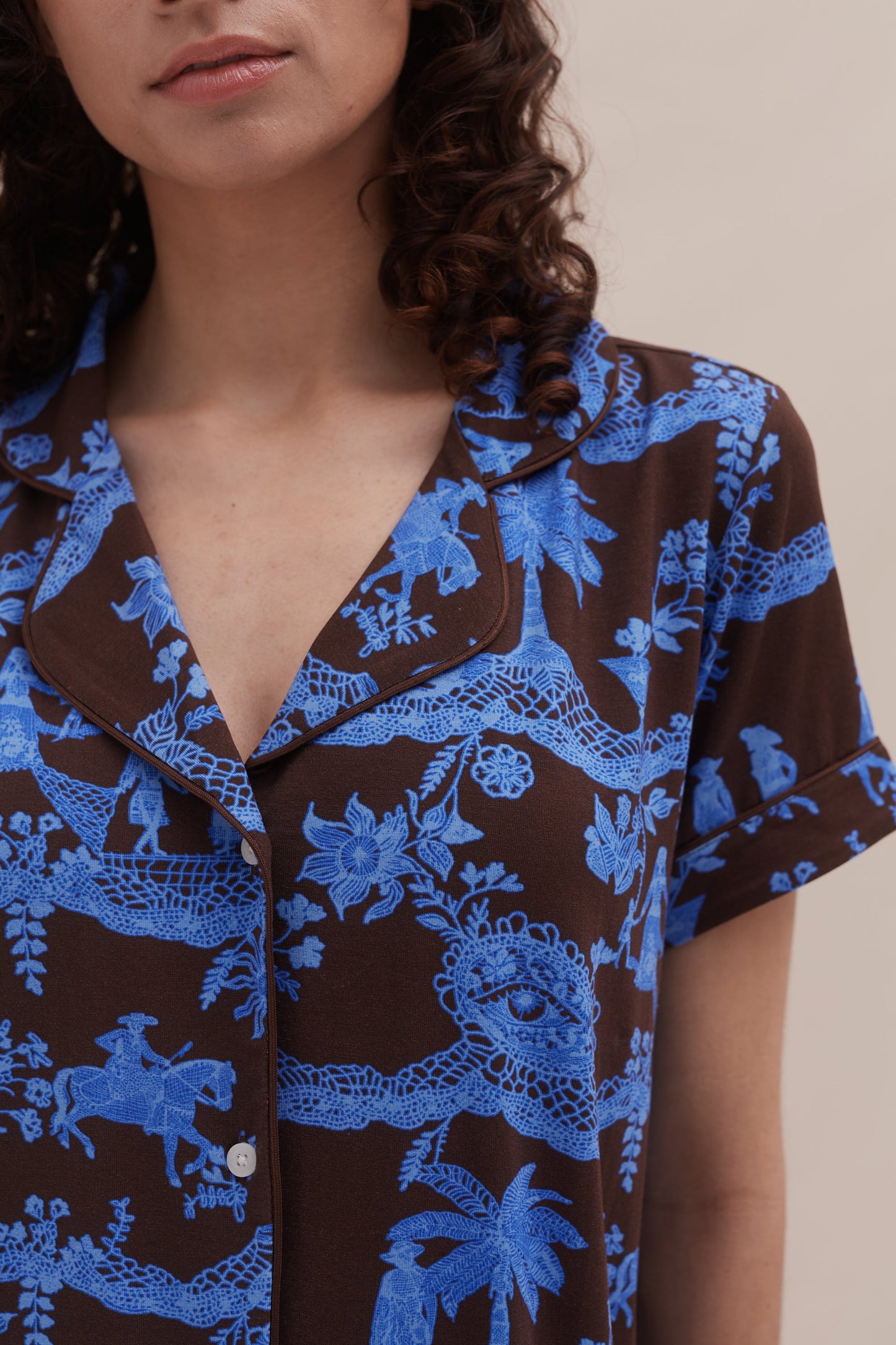 Midnight Safari Co-ord Lounge Set β Blue on Brown