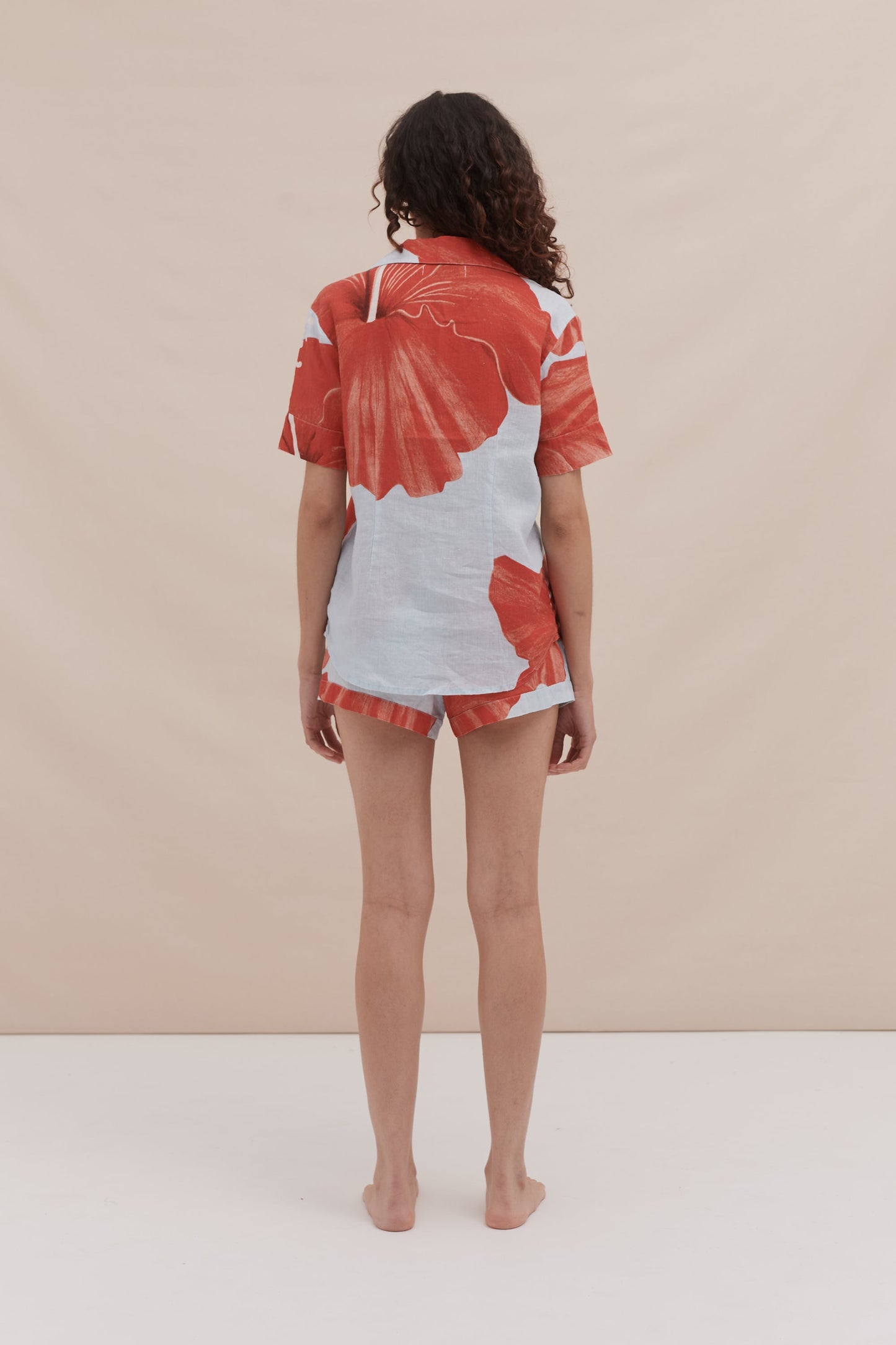 Sunset Bloom – Resort Linen Cotton Shorts Set