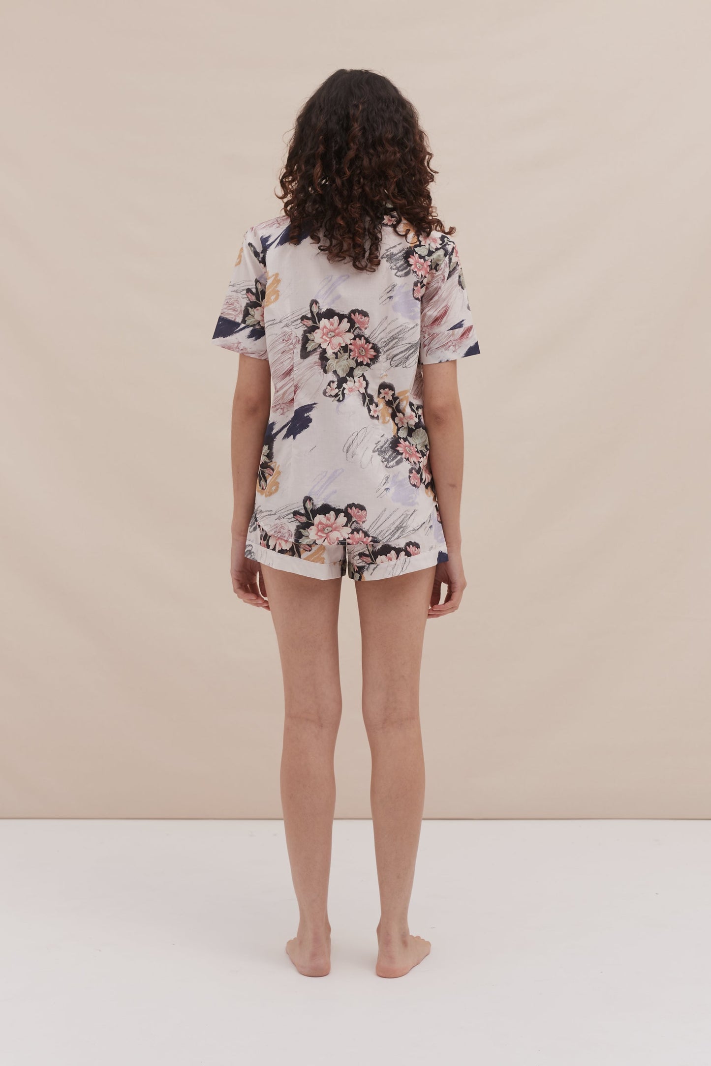 Pastel Blossom Short Cotton Night Set