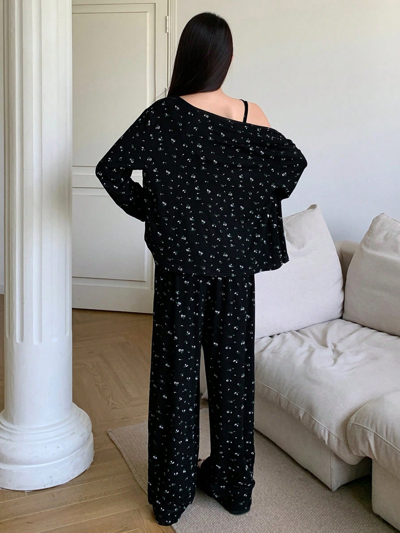 Midnight Bloom β 3-Piece Ditsy Floral Pajama Set