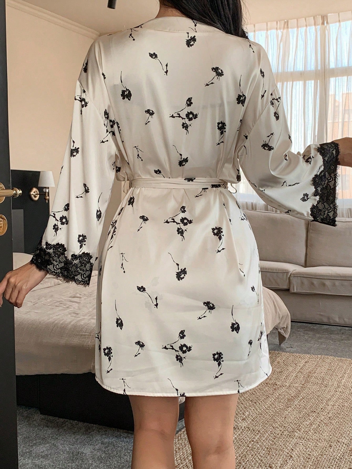 Midnight Muse β 3-Piece Satin Lace Pajama Set