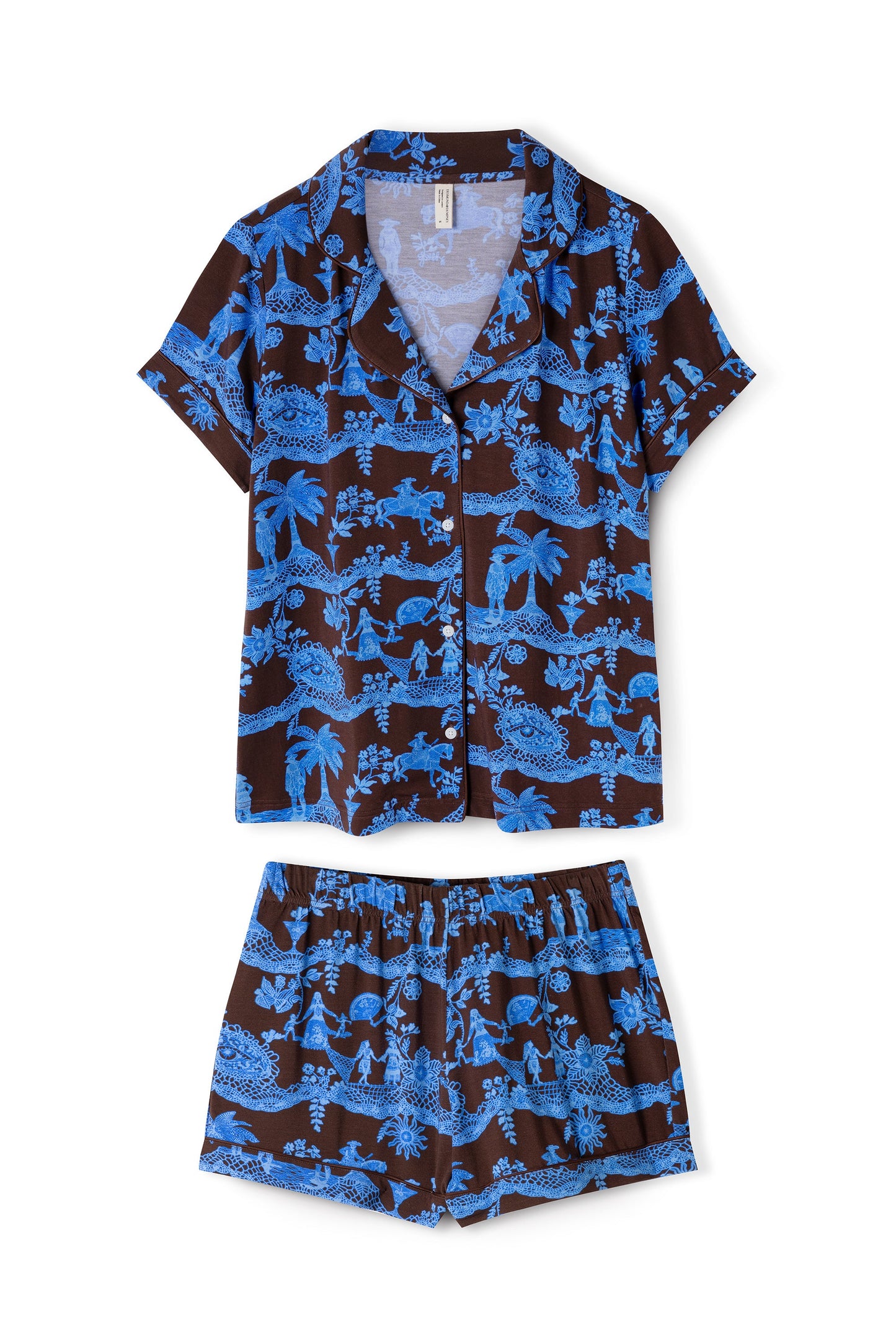 Midnight Safari Co-ord Lounge Set β Blue on Brown