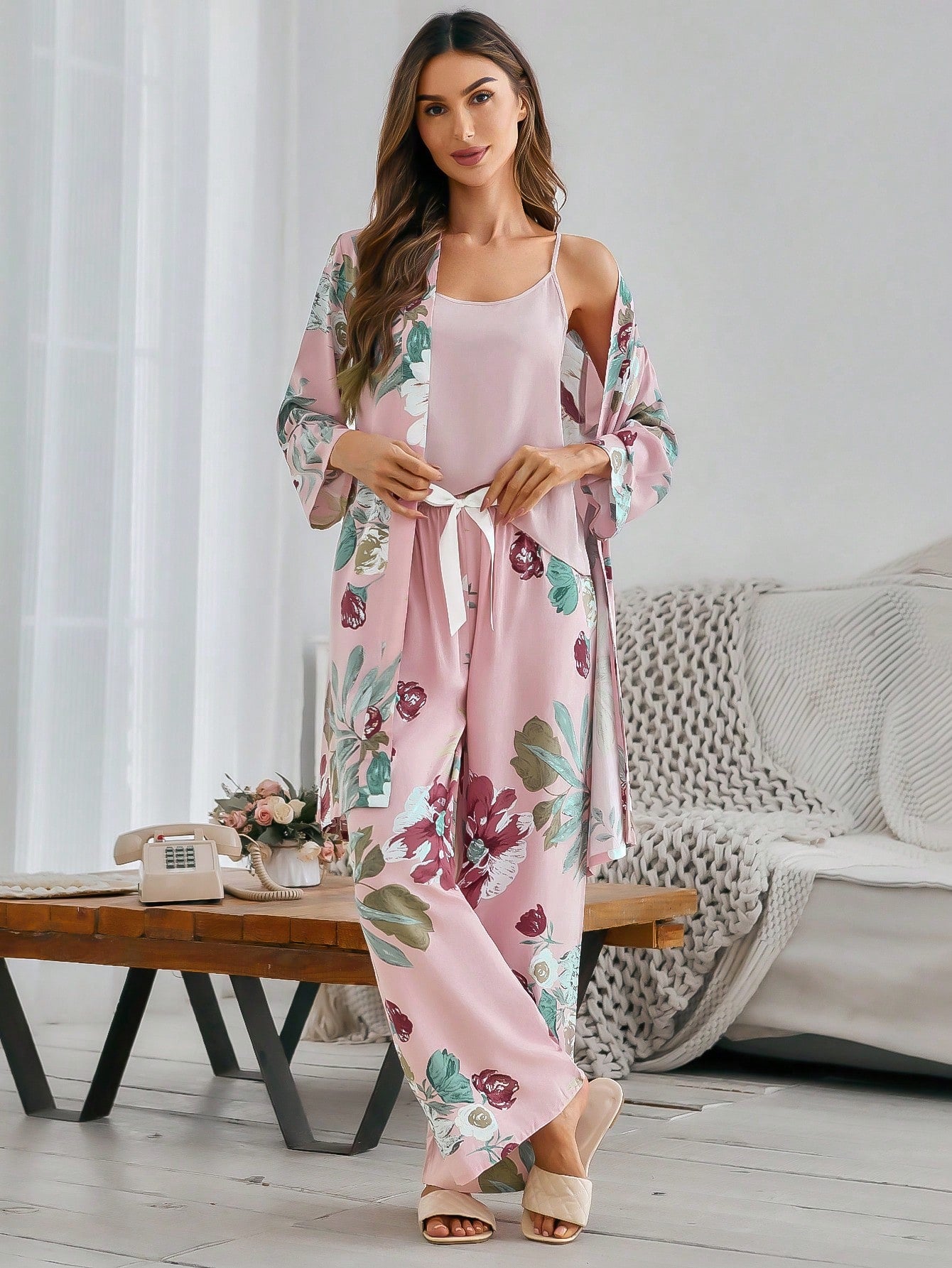Petal Whisper β 3-Piece Satin Floral Lounge Set