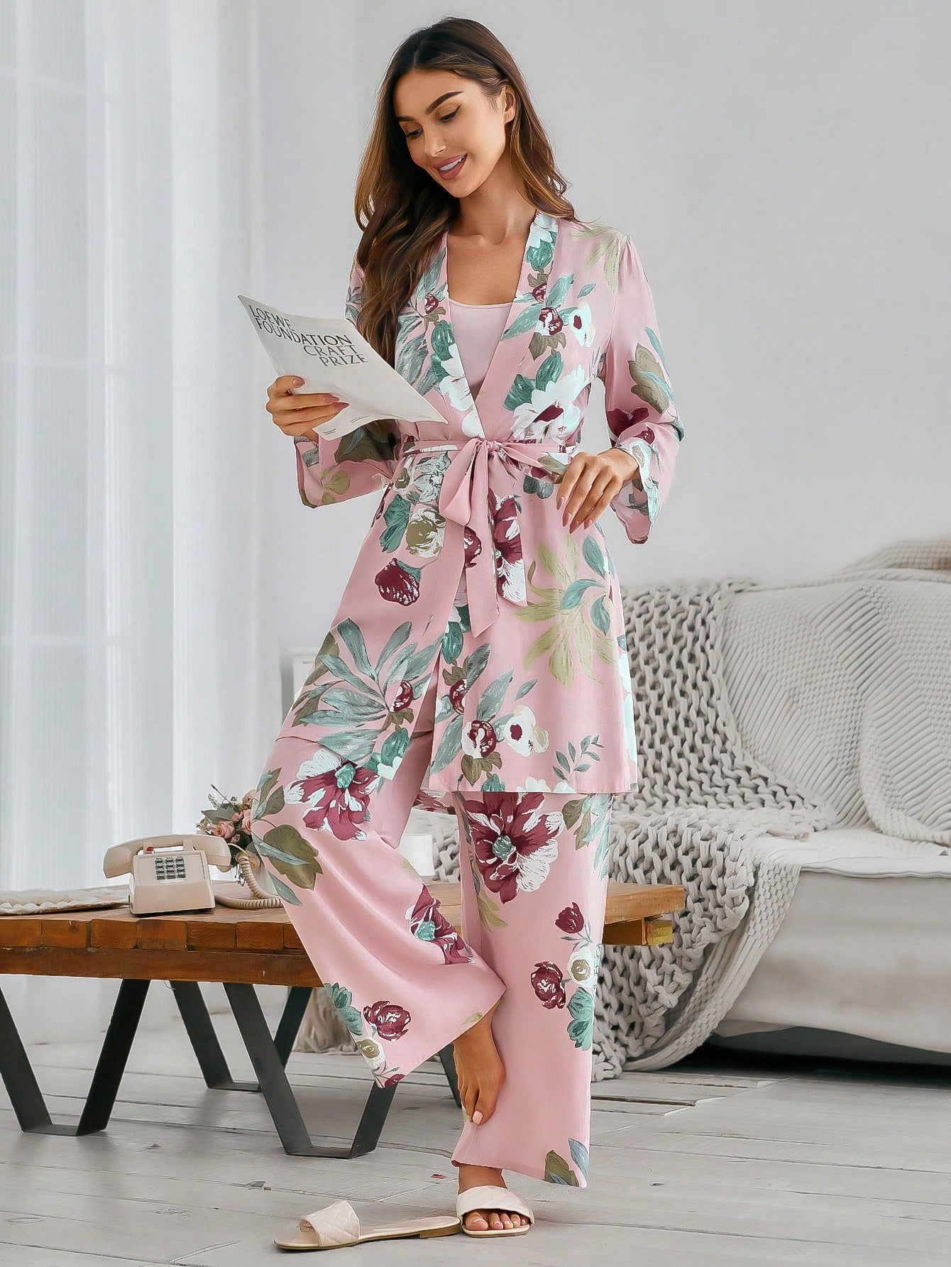 Petal Whisper β 3-Piece Satin Floral Lounge Set