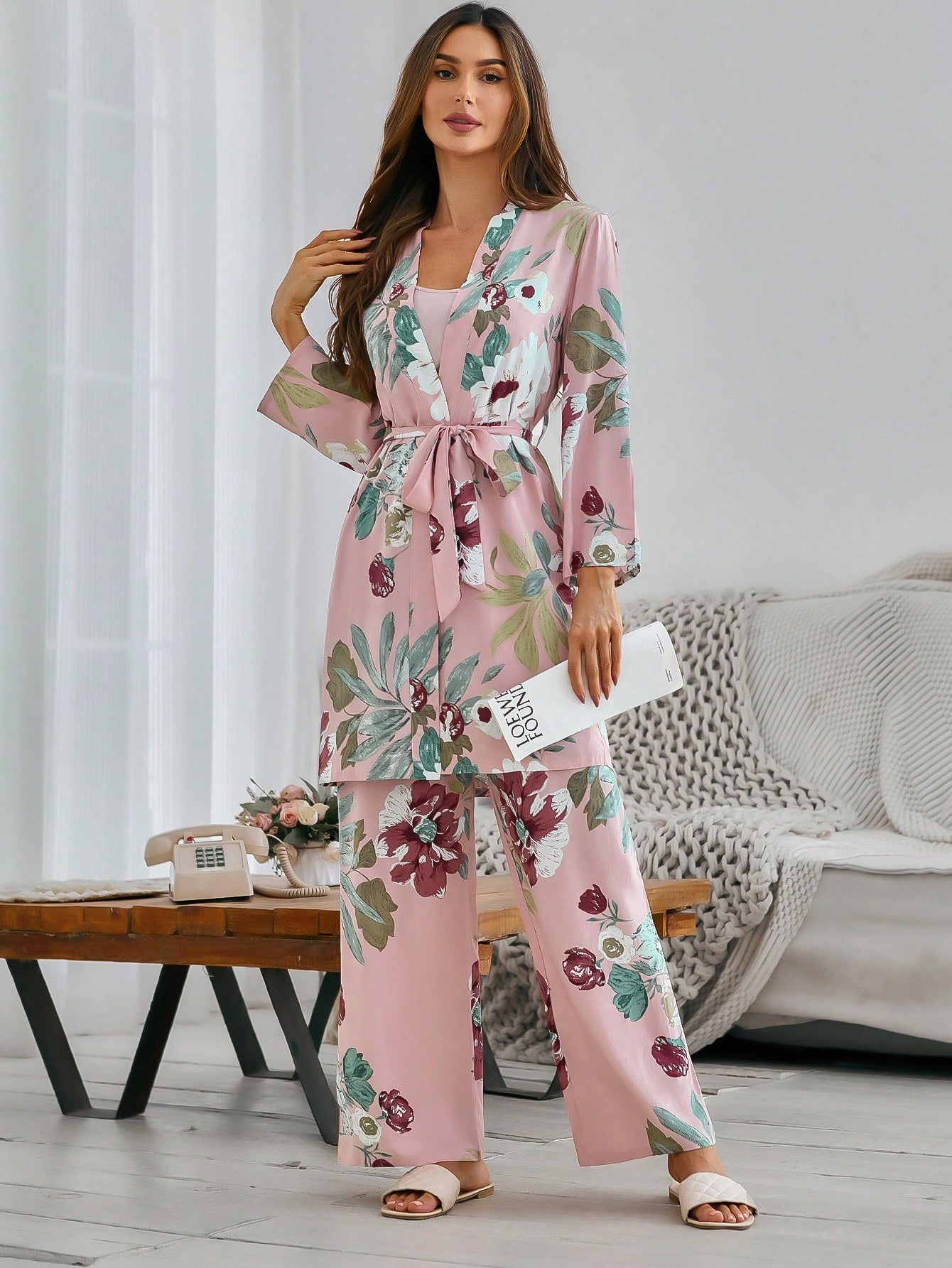 Petal Whisper β 3-Piece Satin Floral Lounge Set