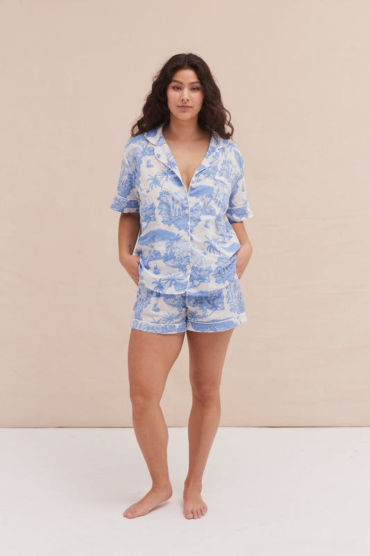 Coastal Calm – Safari Print Cotton Shorts Set