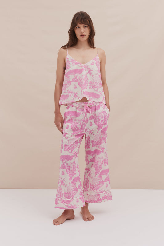 Tropical Bloom Pink Cami & Pajama Set