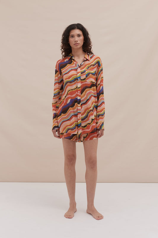Sunset Mirage – Oversized Shirt & Shorts Co-ord Set