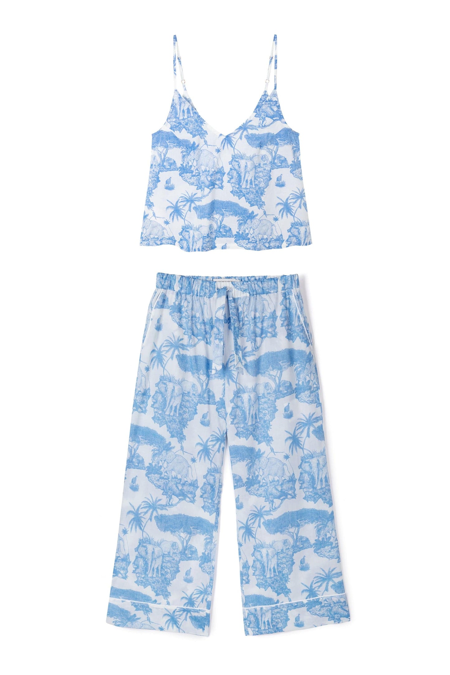 Safari Breeze – Blue Printed Camisole & Pajama Set